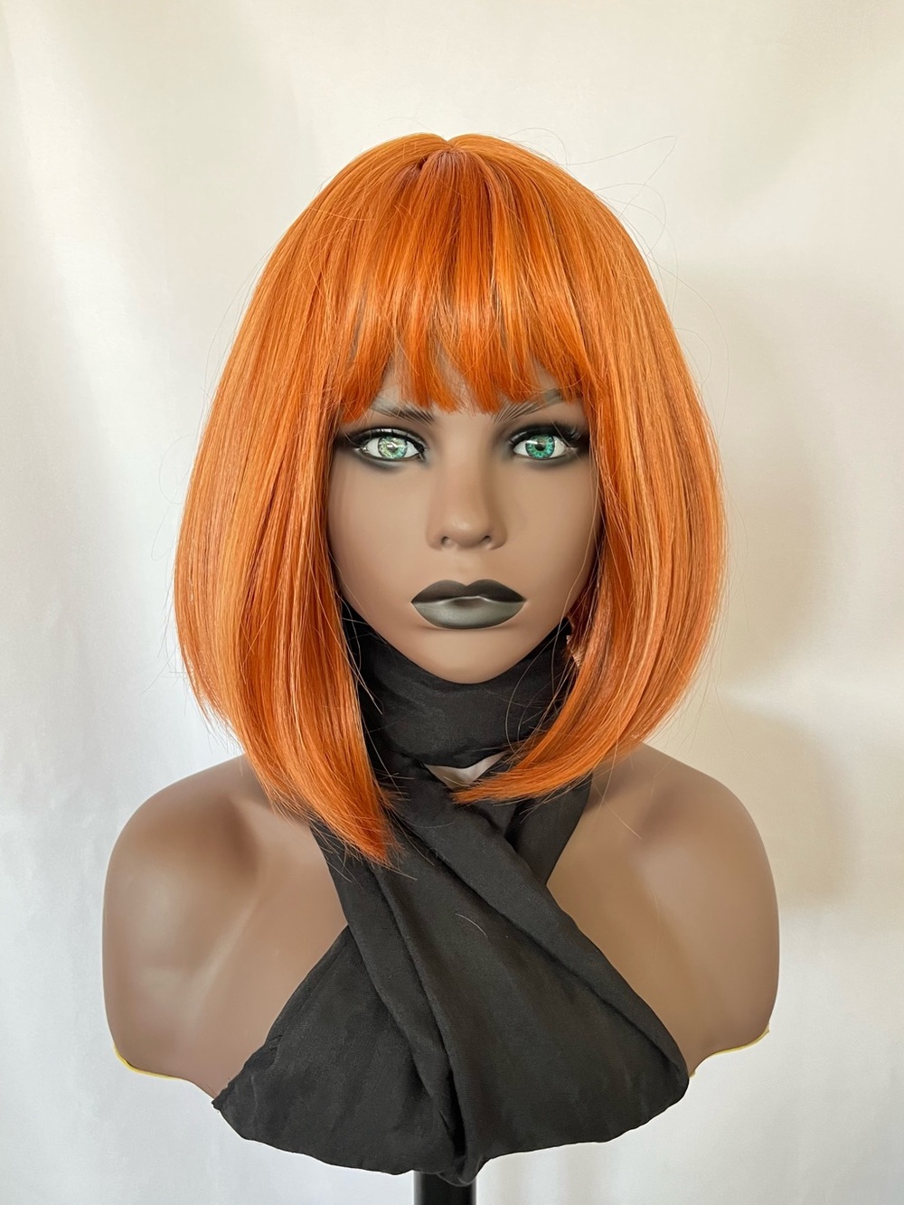 Short Orange Copper “Put On & Go” Synthetic Wig for Halloween Events & More 🧡